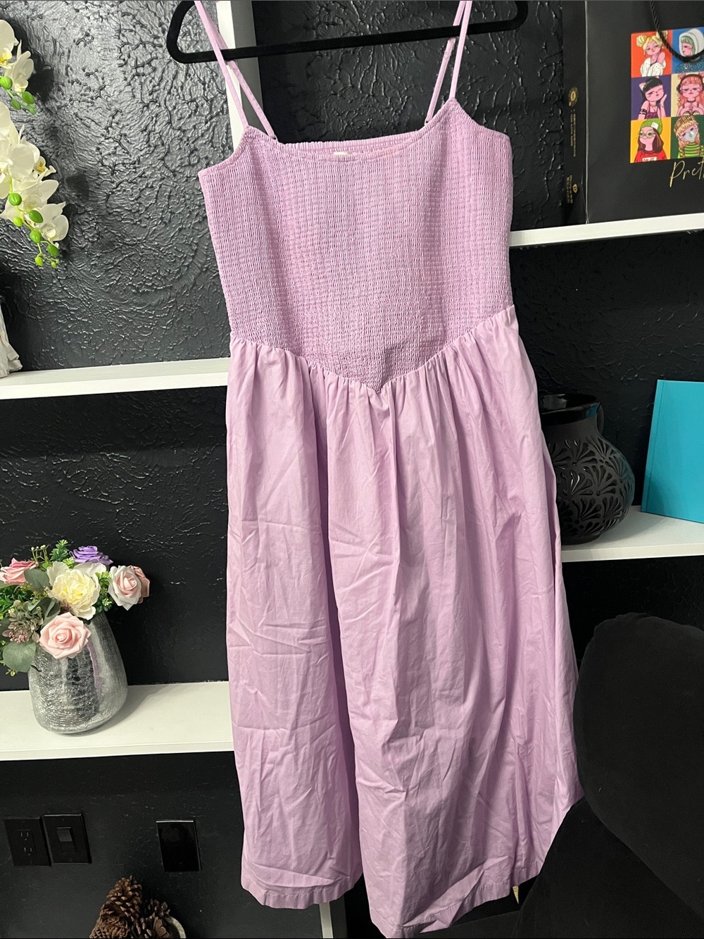 Abercrombie & Fitch Lilac Smocked Midi Dress
